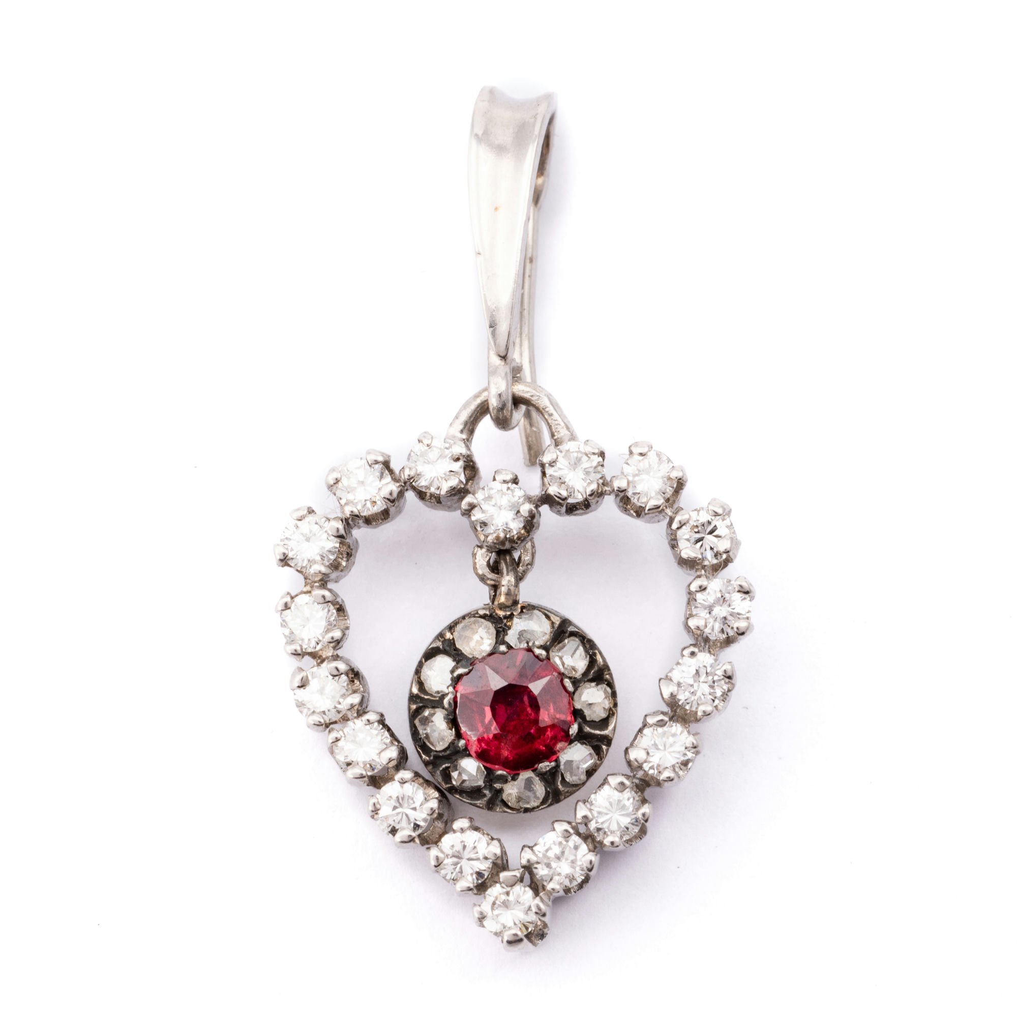 Ruby & Sapphire Heart Pendant 18ct Gold,