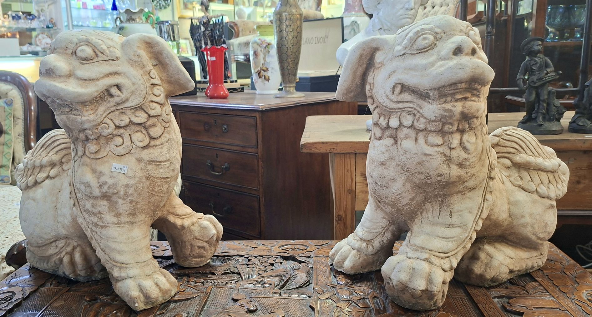 Pair Of Concrete Foo Dogs
