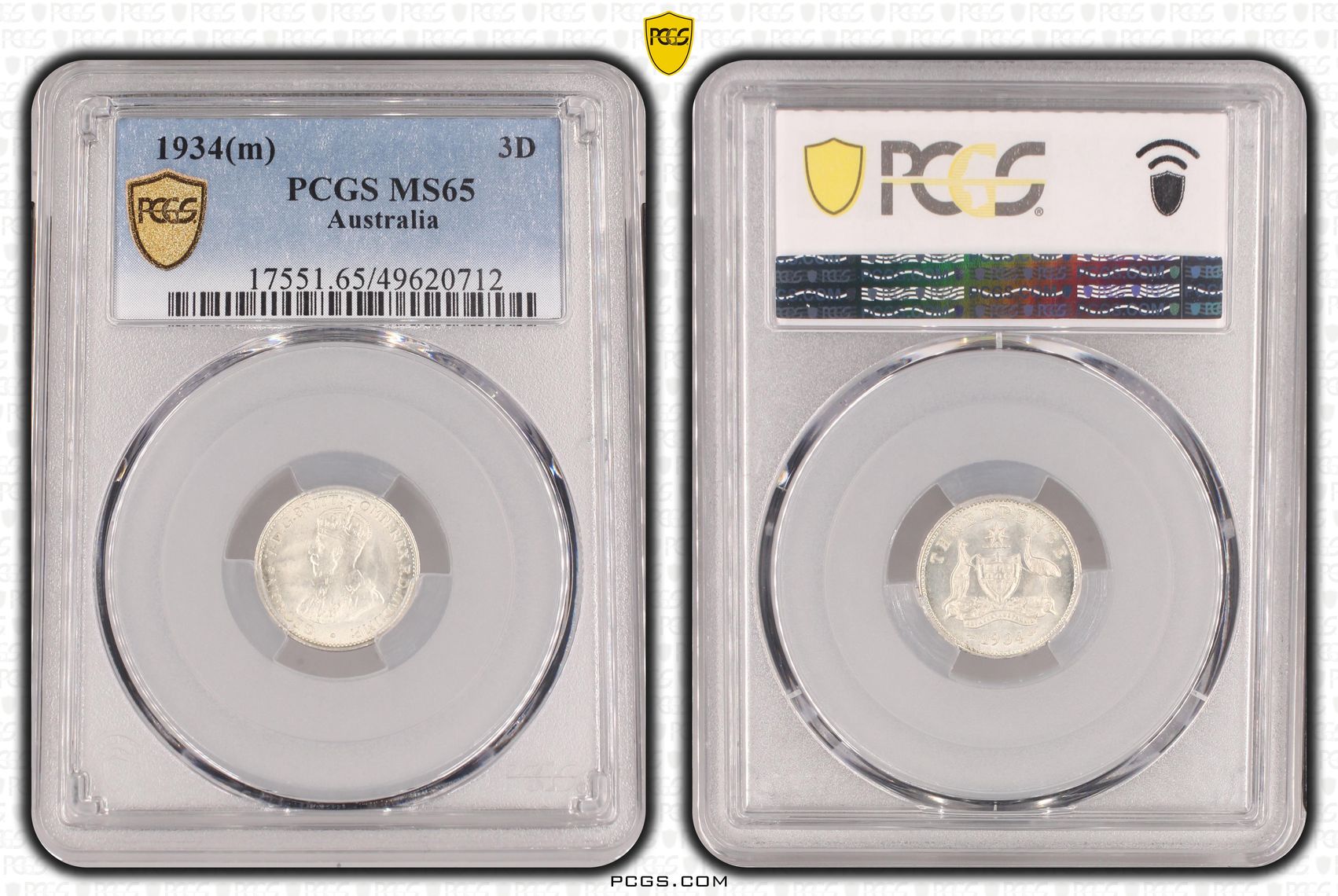 George V, Threepence, 1934(m), PCGS MS65