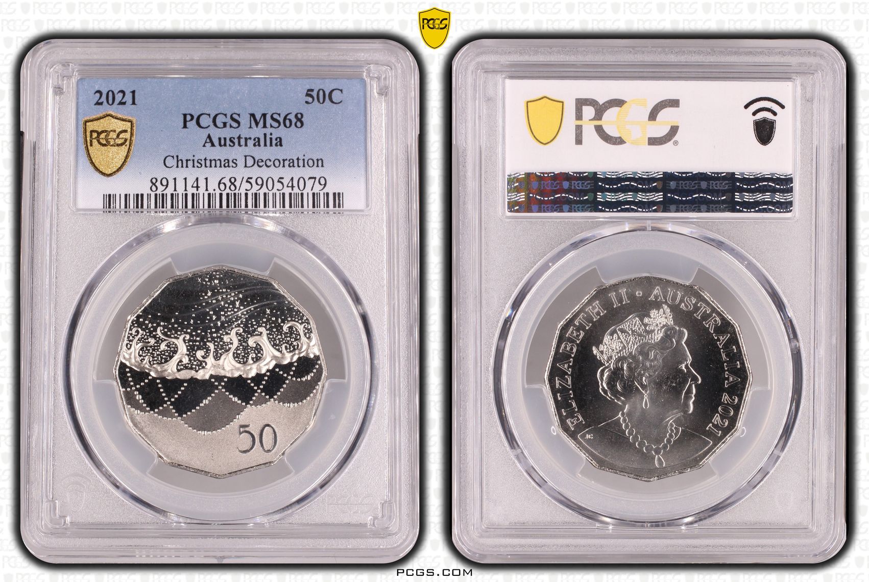 Christmas Decoration, Fifty Cent, 2021, PCGS MS68