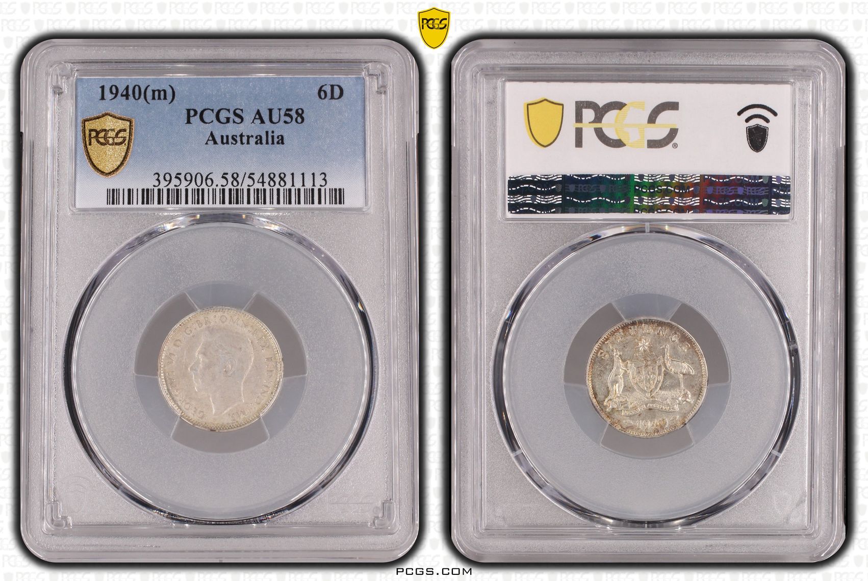 Sixpence, 1940(m), PCGS AU58