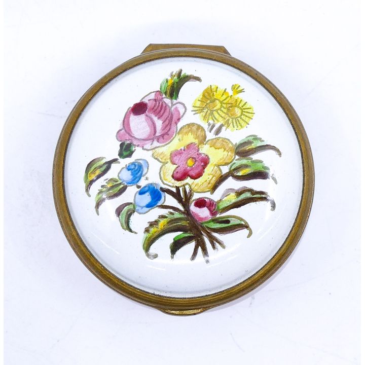 Bliston & Battersea Handpainted Floral Enameled Box