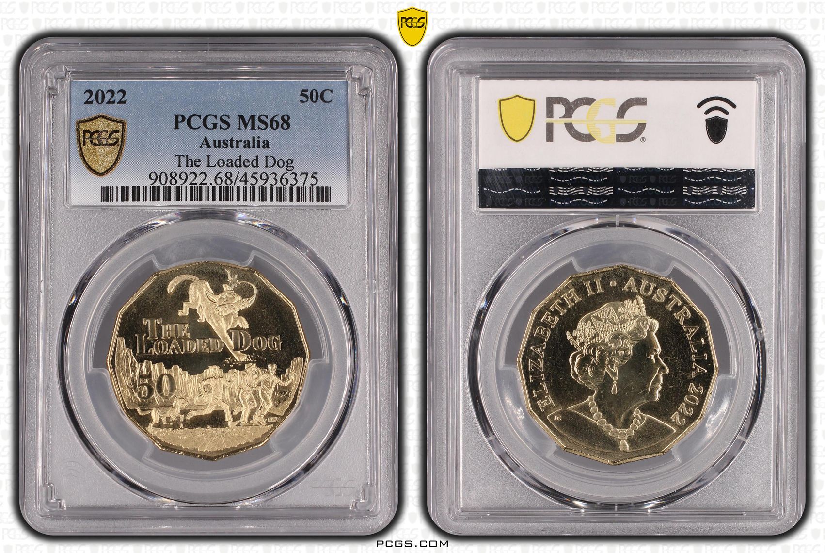 2022 Australia Fifty Cent, 50c The Loaded Dog PCGS - MS68 -375