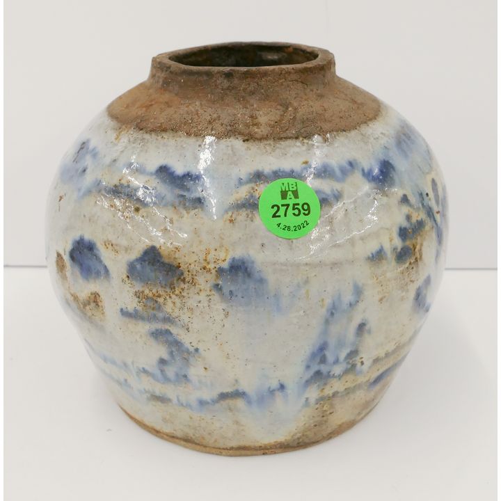 Antique Chinese Ceramic B&W Jar- 5''