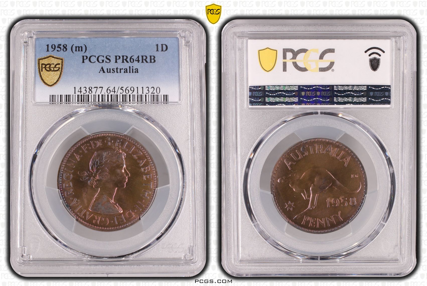 Penny, 1958, PCGS PR64RB