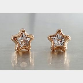 9CT YELLOW GOLD EARRINGS WITH STAR SHAPED CUBICS - 51929/1324