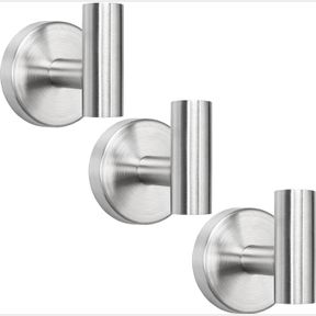 3 PACK WALL MOUNTED TOCTEN TOWEL HOOK FOR BATHROOM, WALL MOUNTED ROBE HOOK, SUS 304 STAINLESS STEEL COAT HOOK, HEAVY DUTY DOOR HAN