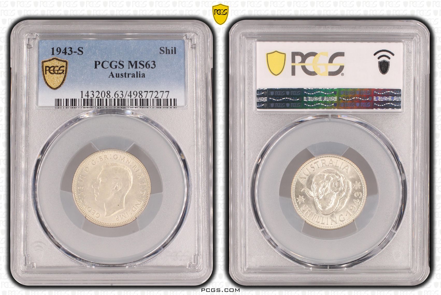George VI, , Shilling, 1943-S, PCGS MS63