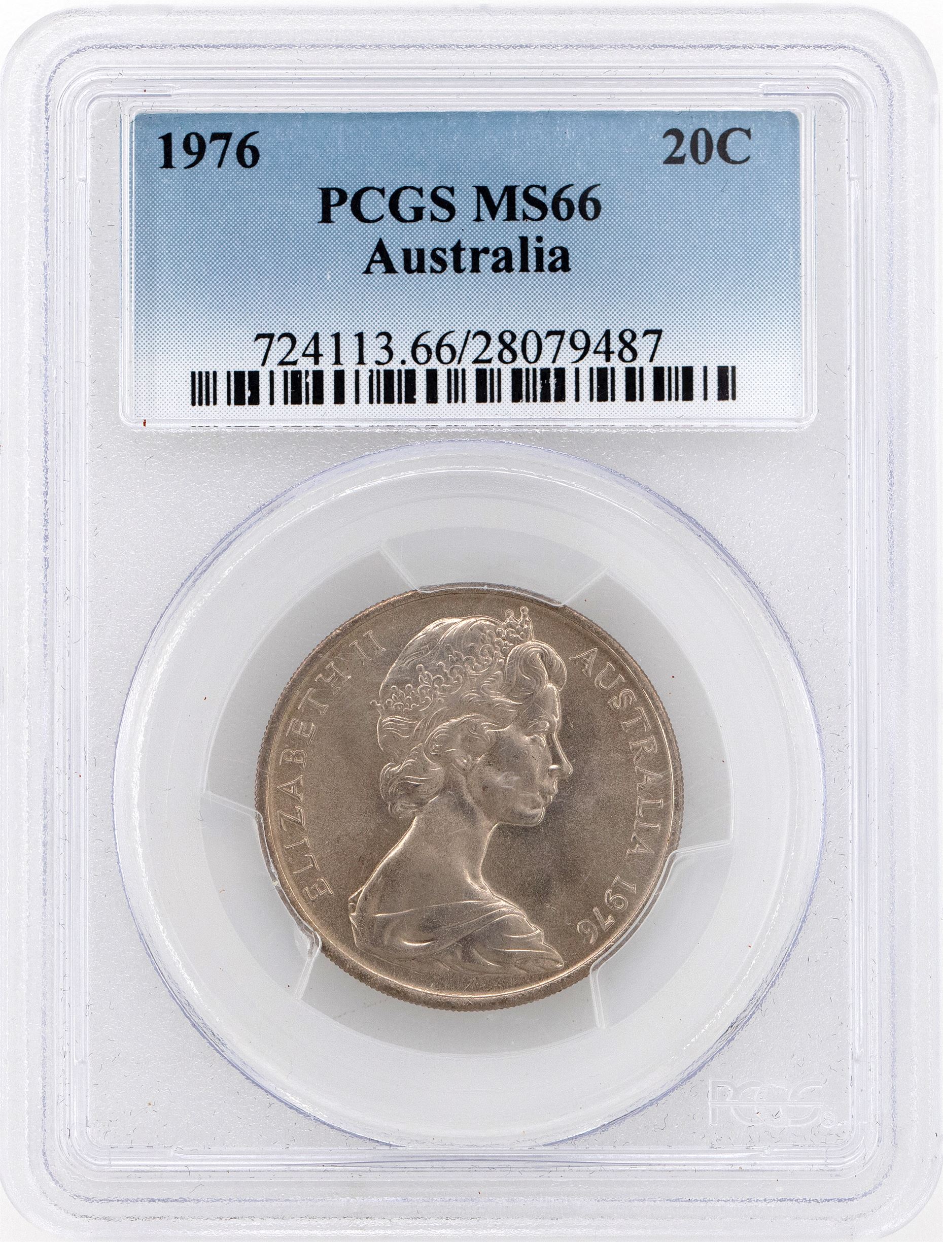 1976 Australia Twenty Cent, 20c PCGS - MS66 -487