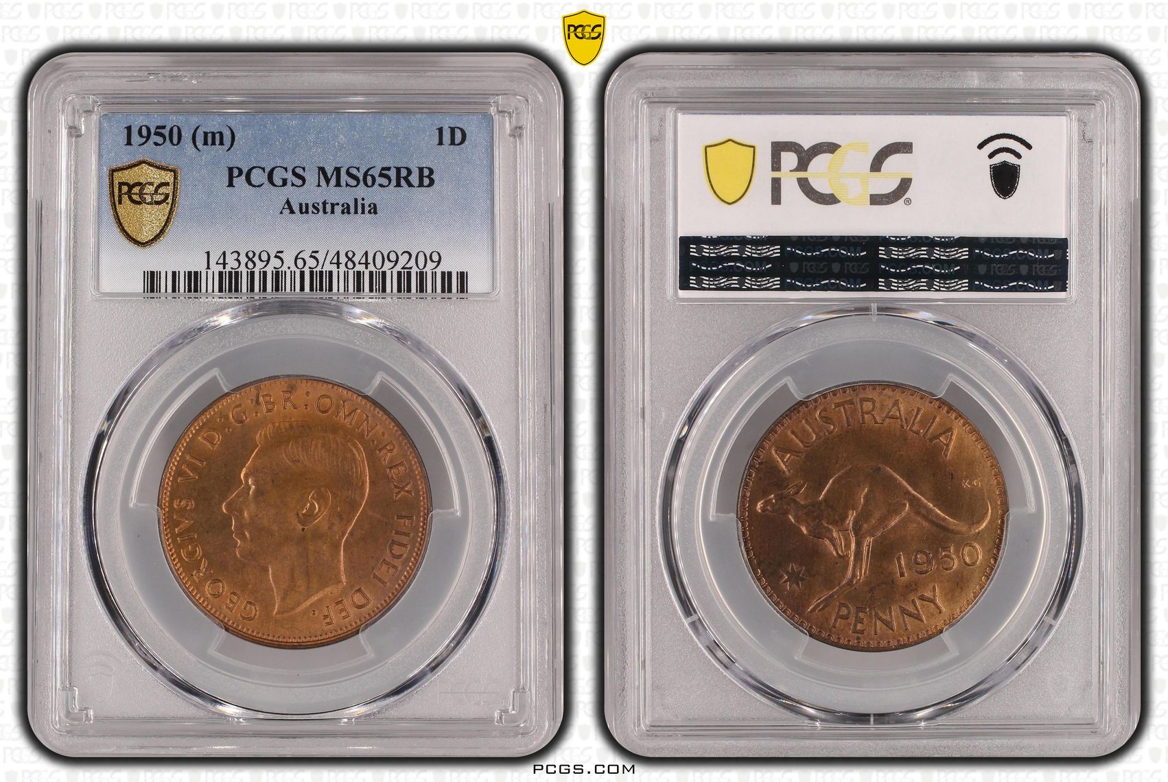 George VI, Penny, 1950, PCGS MS65RB