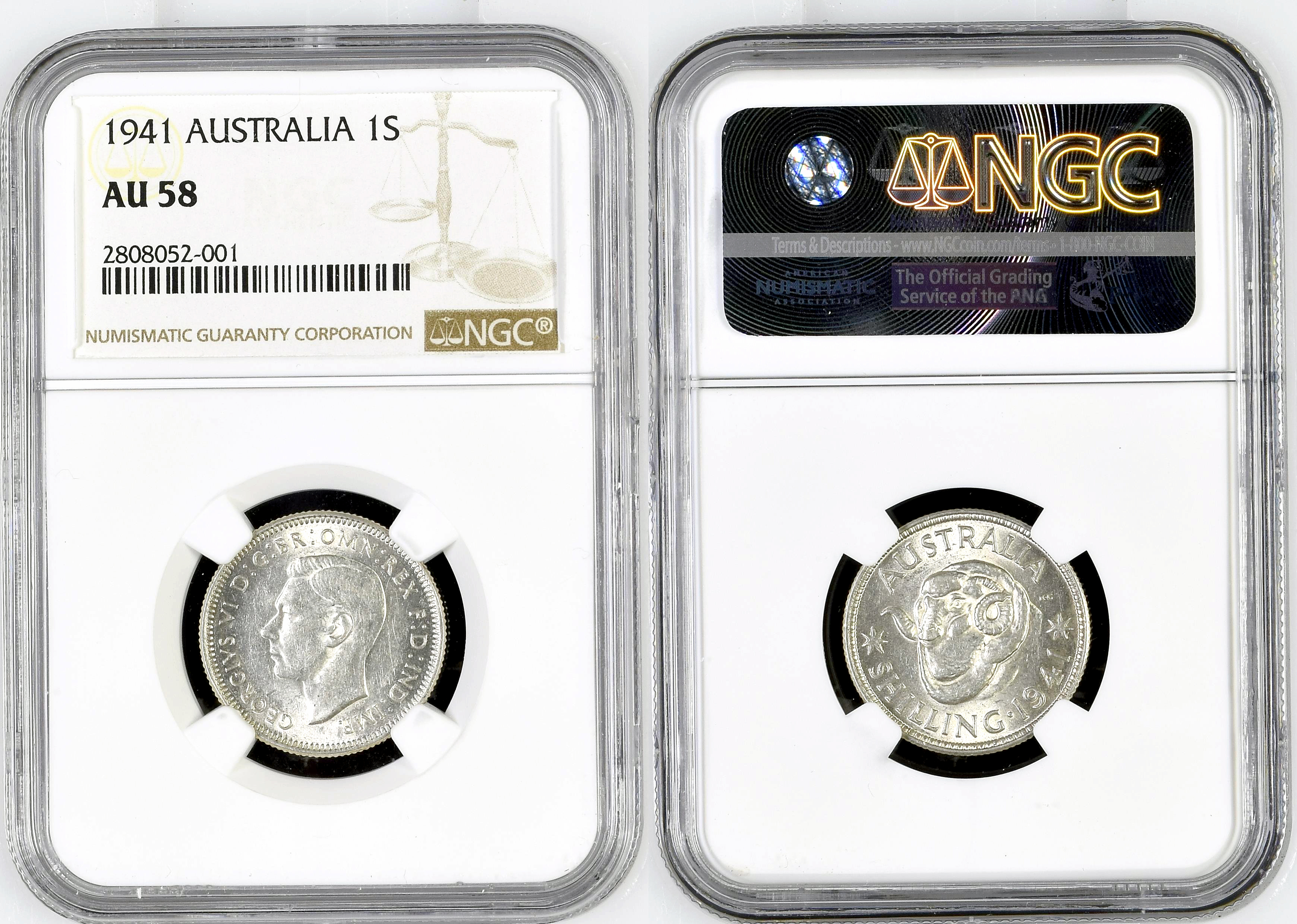 Shilling, 1941, NGC AU 58