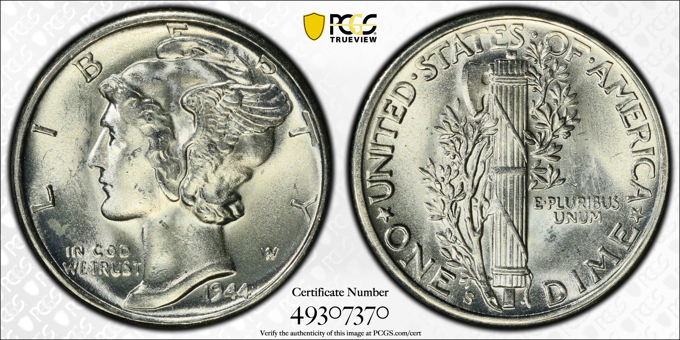 The United States of America, Ten Cent, 1944-S, PCGS MS64
