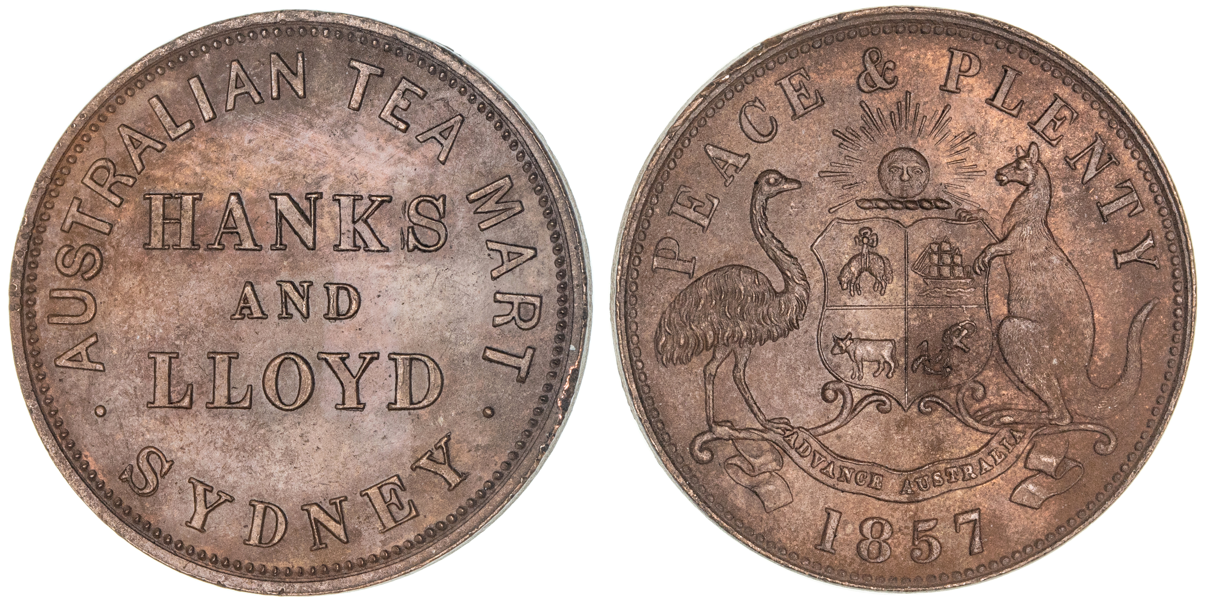 Hanks & Lloyd, Sydney, NSW, Penny, 1857, UNC