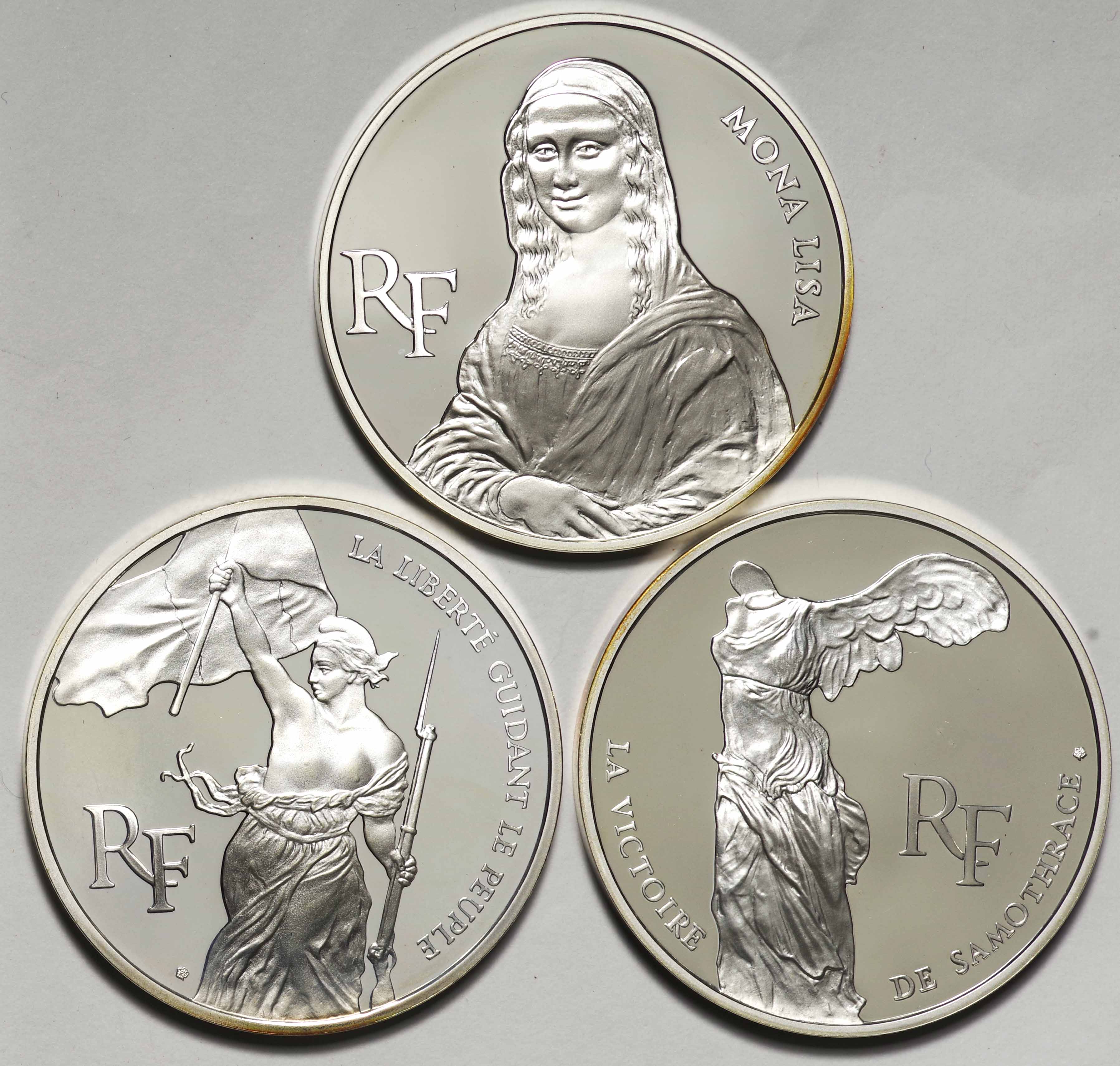 フランス ルーブル美術館200周年記念コイン プルーフ銀貨３種セット ...
