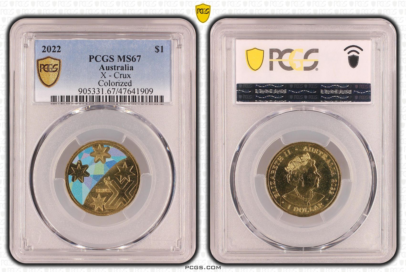 Great Aussie Coin Hunt - 'X' Crux - Colorized, One Dollar, 2022, PCGS MS67