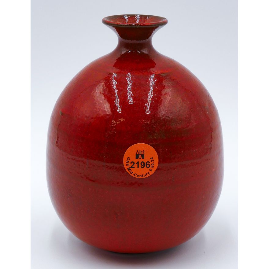 Ralph & Lorene Spencer Attr. Orange Pottery Vase 5.5''