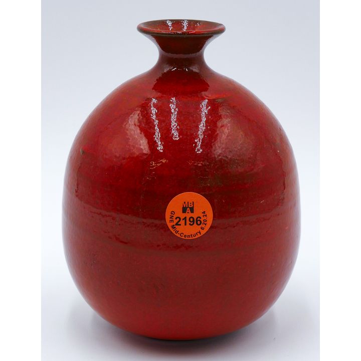 Ralph & Lorene Spencer Attr. Orange Pottery Vase 5.5''