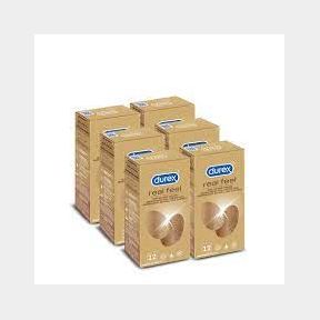 Durex 6 Pack of 12's, Latex-Free, Lubricated Condoms, Real Feel | PK 51672/2514 B5 (S6)