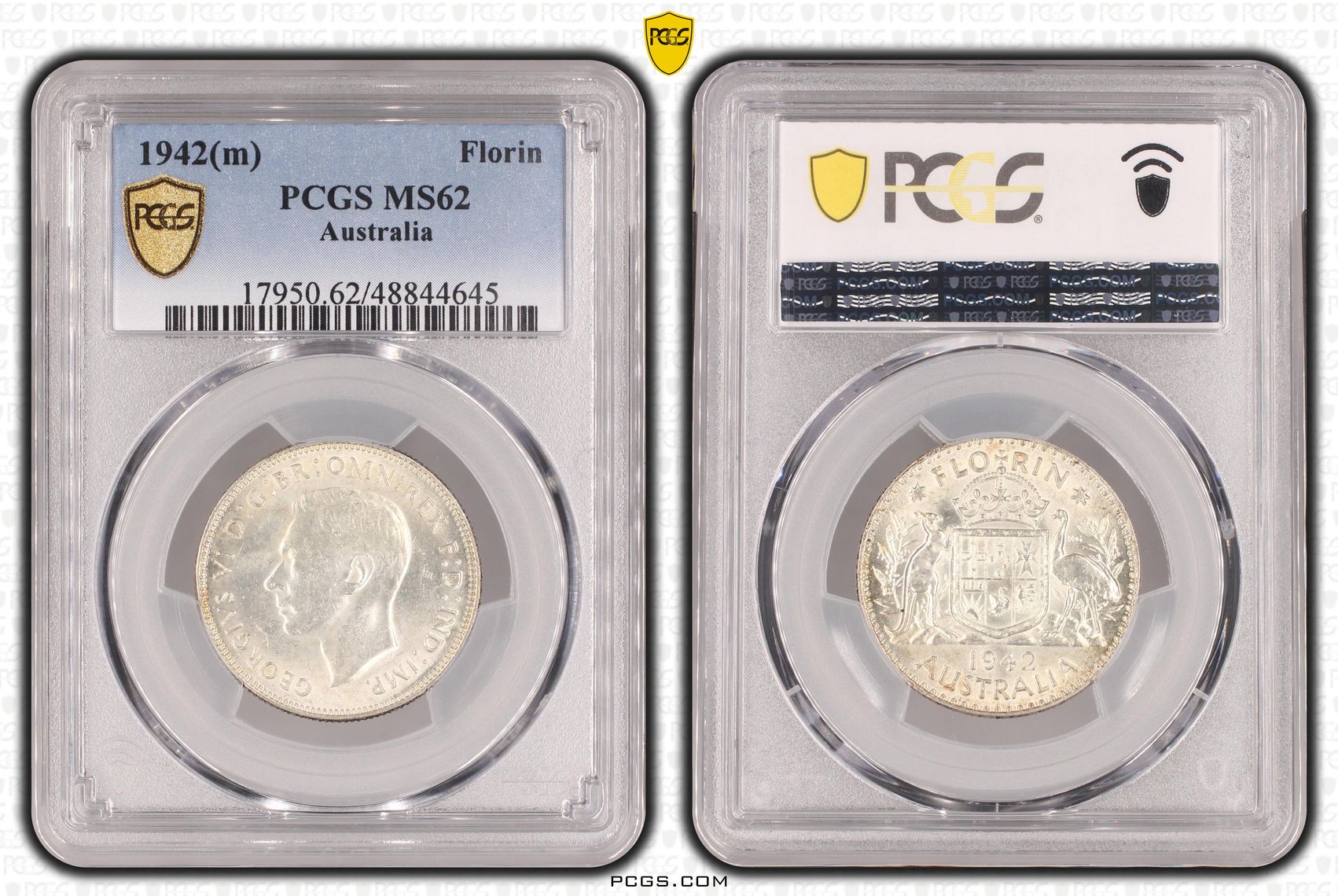 George VI, Florin, 1942, PCGS MS62