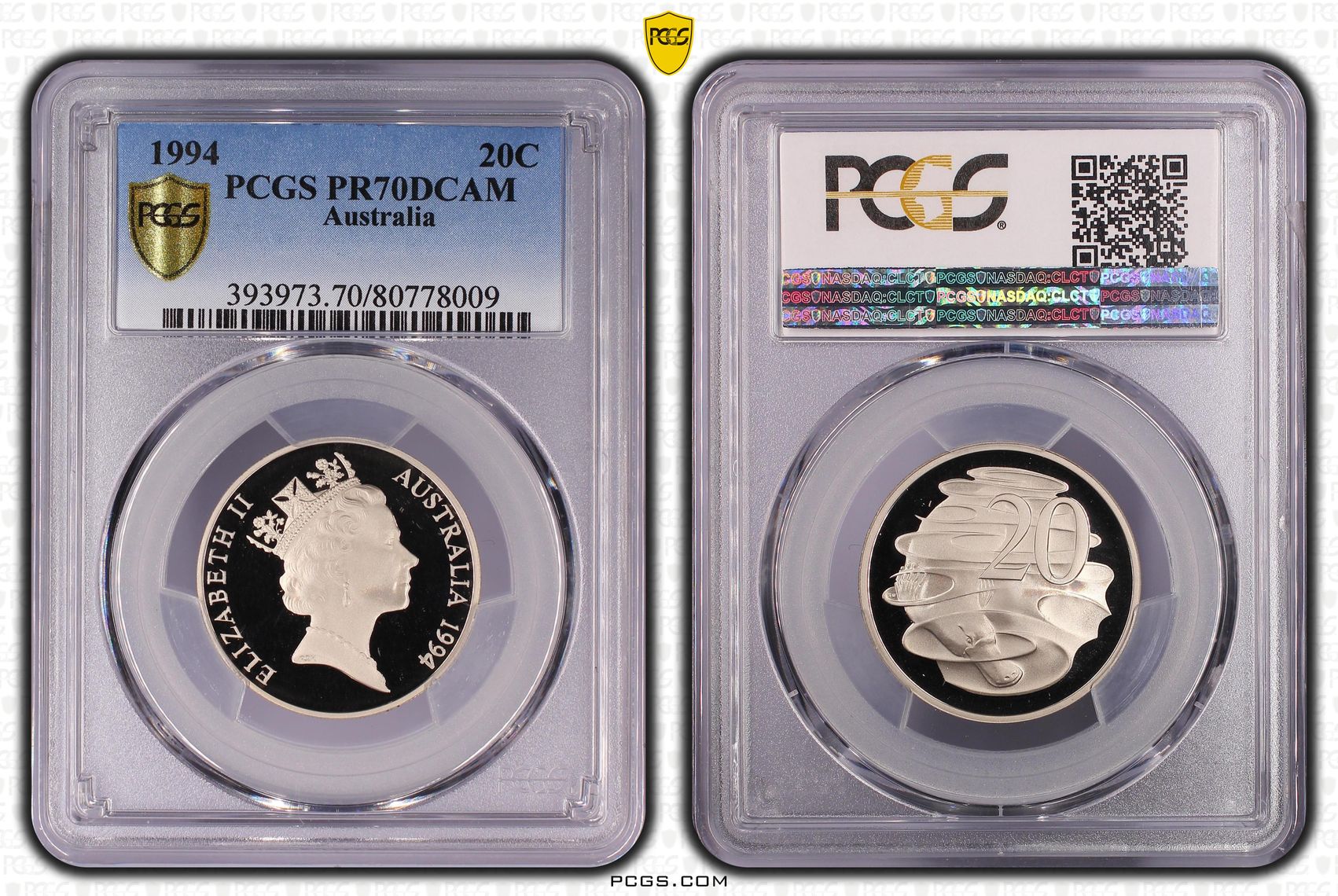 Top pop, Twenty Cent, 1994, PCGS PR70DCAM