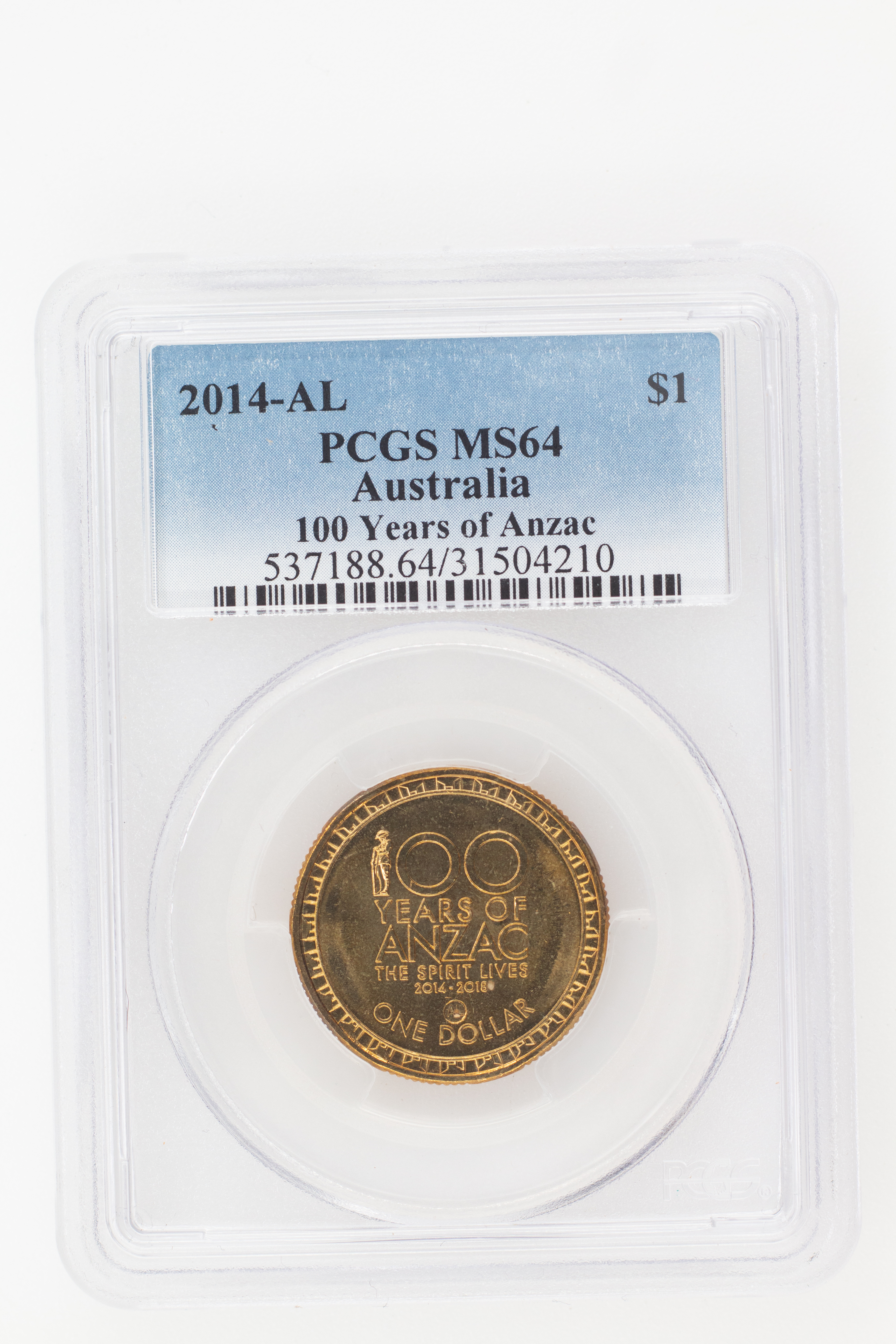 2014-AL Australia One Dollar, $1 100 Years of Anzac PCGS - MS64 -210