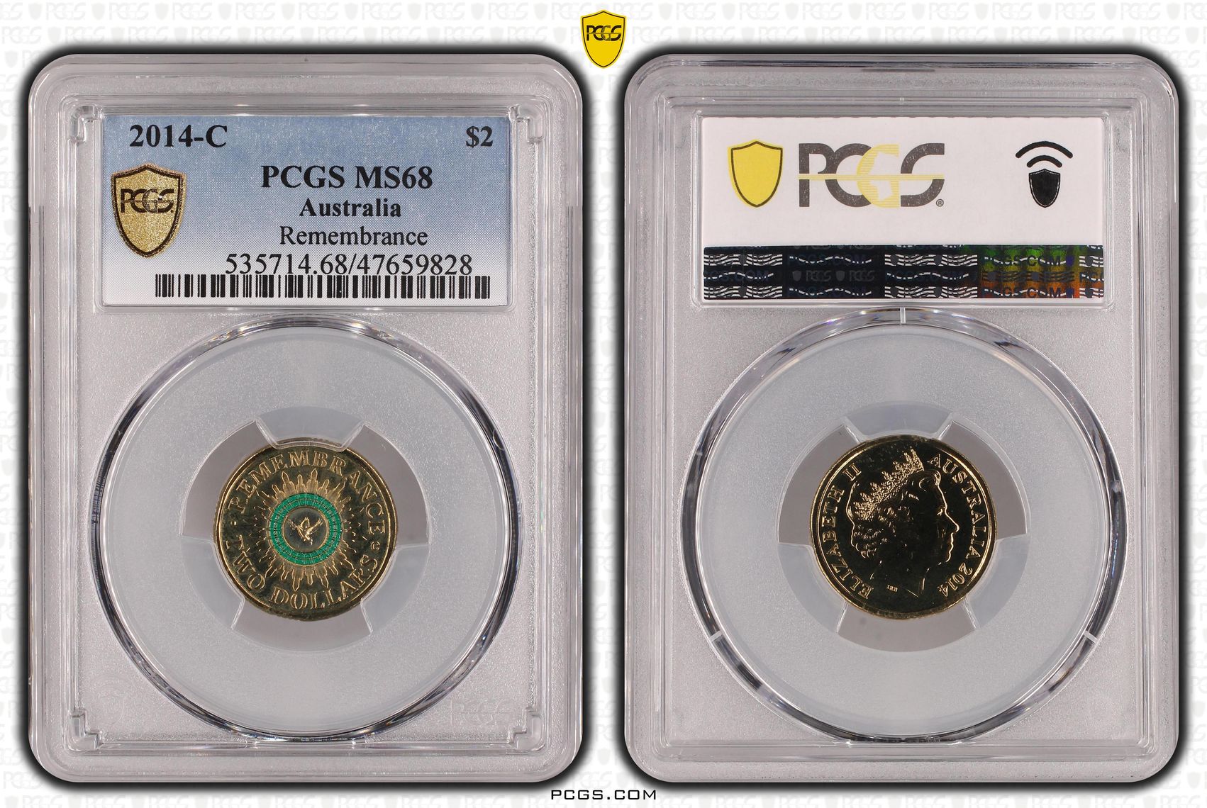 Elizabeth II, Remembrance Day, Two Dollar, 2014-C, PCGS MS68