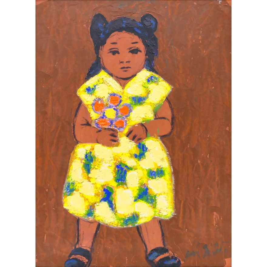 Jack McLarty ''Flower Girl'' Signed Oil on Canvas Framed 27''x20.5''