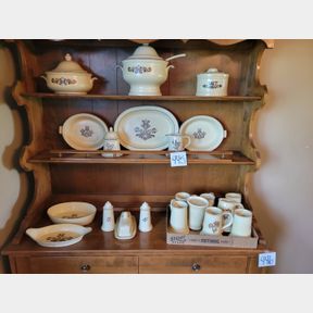 Large set of Pfaltzgraff brown stoneware dishes