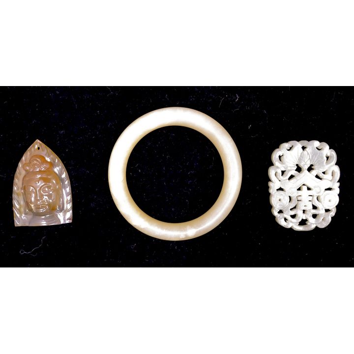 Box Chinese Stone Bangle and Pendants