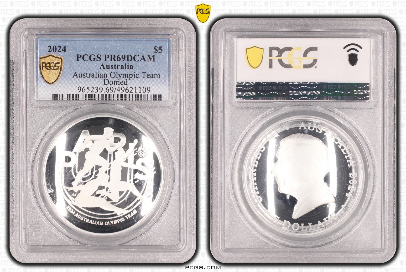 Australian Olympic Team - Domed , Five Dollar, 2024, PCGS PR69DCAM
