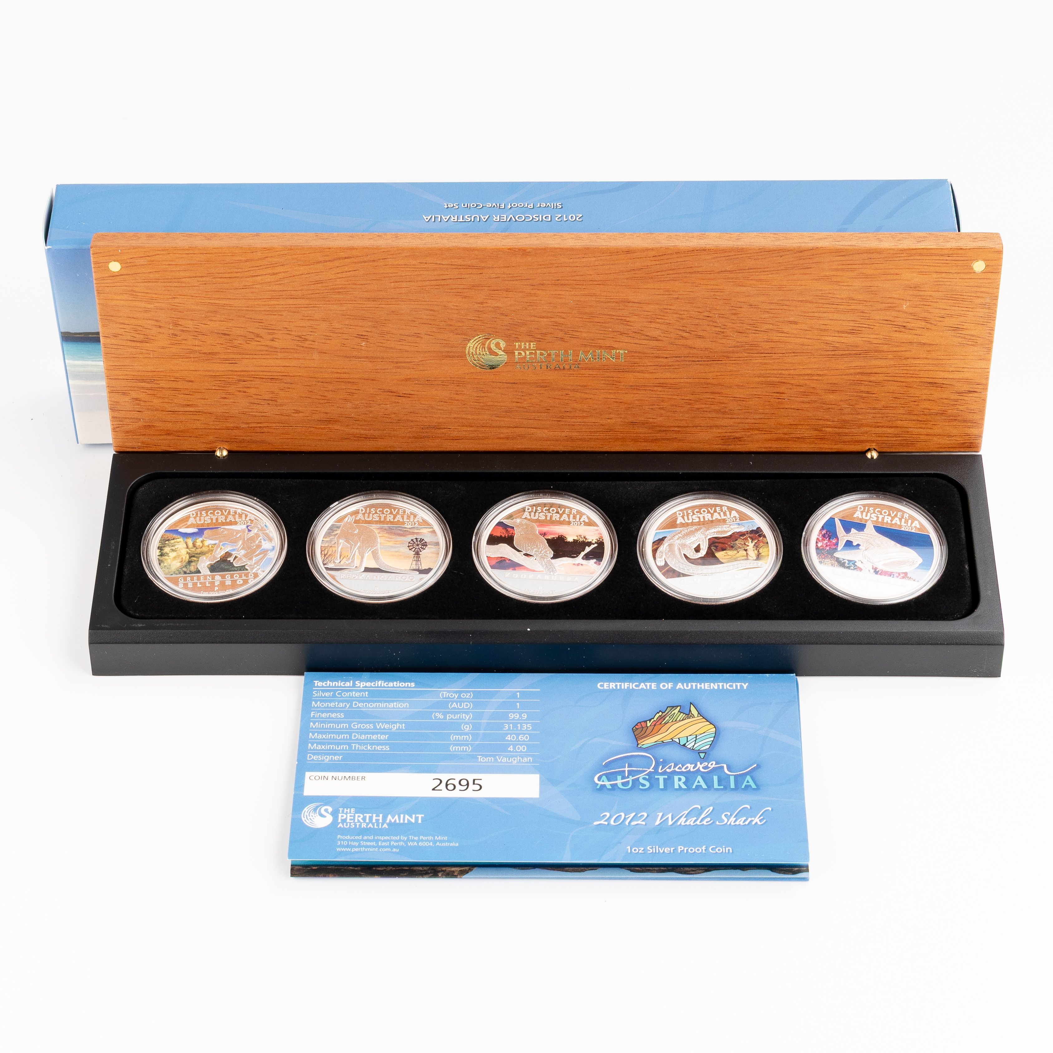Elizabeth II, Discover Australia 1oz Silver Proof, One Dollar, 2012, FDC