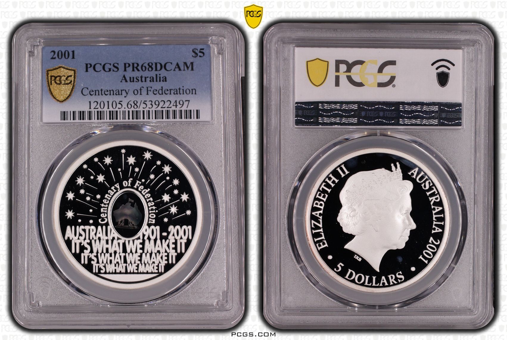 Centenary of Federation, Five Dollar, 2001, PCGS PR68DCAM