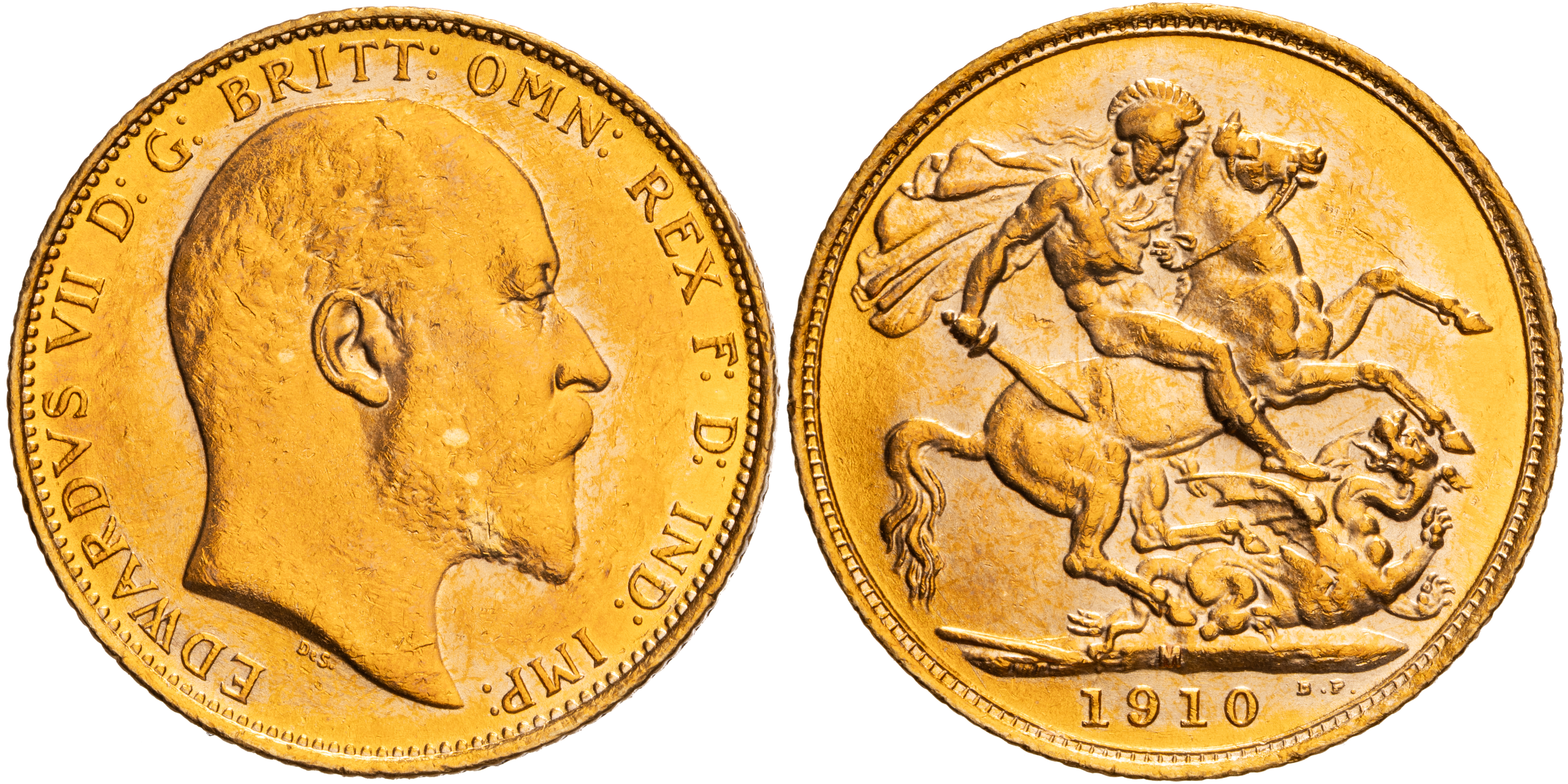 Edward VII, St. George Reverse - Melbourne Mint, Sovereign, 1910, EF