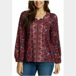 VINTAGE AMERICA 3/4 SLEEVE PEASANT TOP BLOUSE SZ M