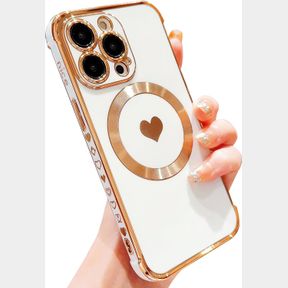 COMPATIBLE WITH IPHONE 15 PRO MAX CASE FOR WOMEN AND GIRLS WHITE HEARTS SILICONE DUST-PROOF NET SHOCKPROOF PROTECTIVE CASE COVER 6
