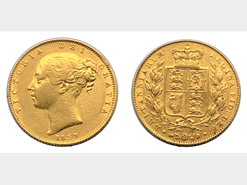 1839 VICTORIA SHIELD SOVEREIGN RARE