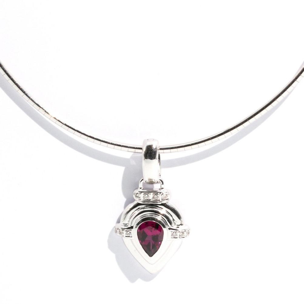 2648 · Garnet and Diamond Pendant on Omega Chain