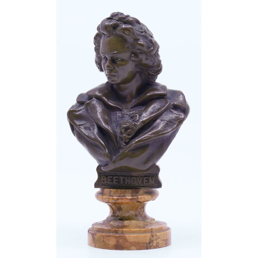 Antique J. Kalmar Bronze Bust of Beethoven 4.5''