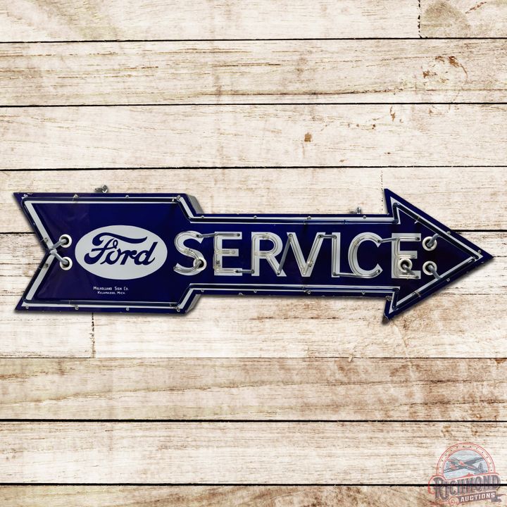 6' Ford Service SS Porcelain Neon Arrow Sign