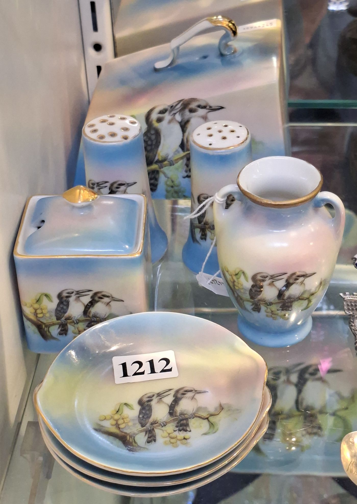 1212 · NORITAKE KOOKABURRA BUTTER COVER AND CONDIMENTS