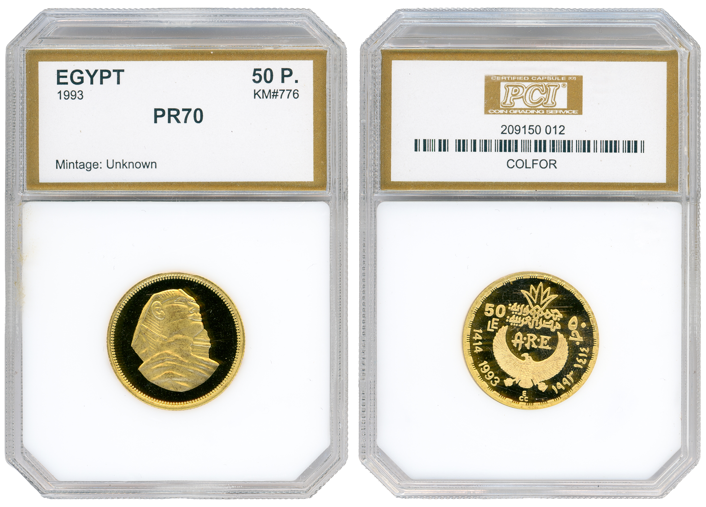 Egypt, Sphinx, Fifty Pounds, 1993, PCI PR70