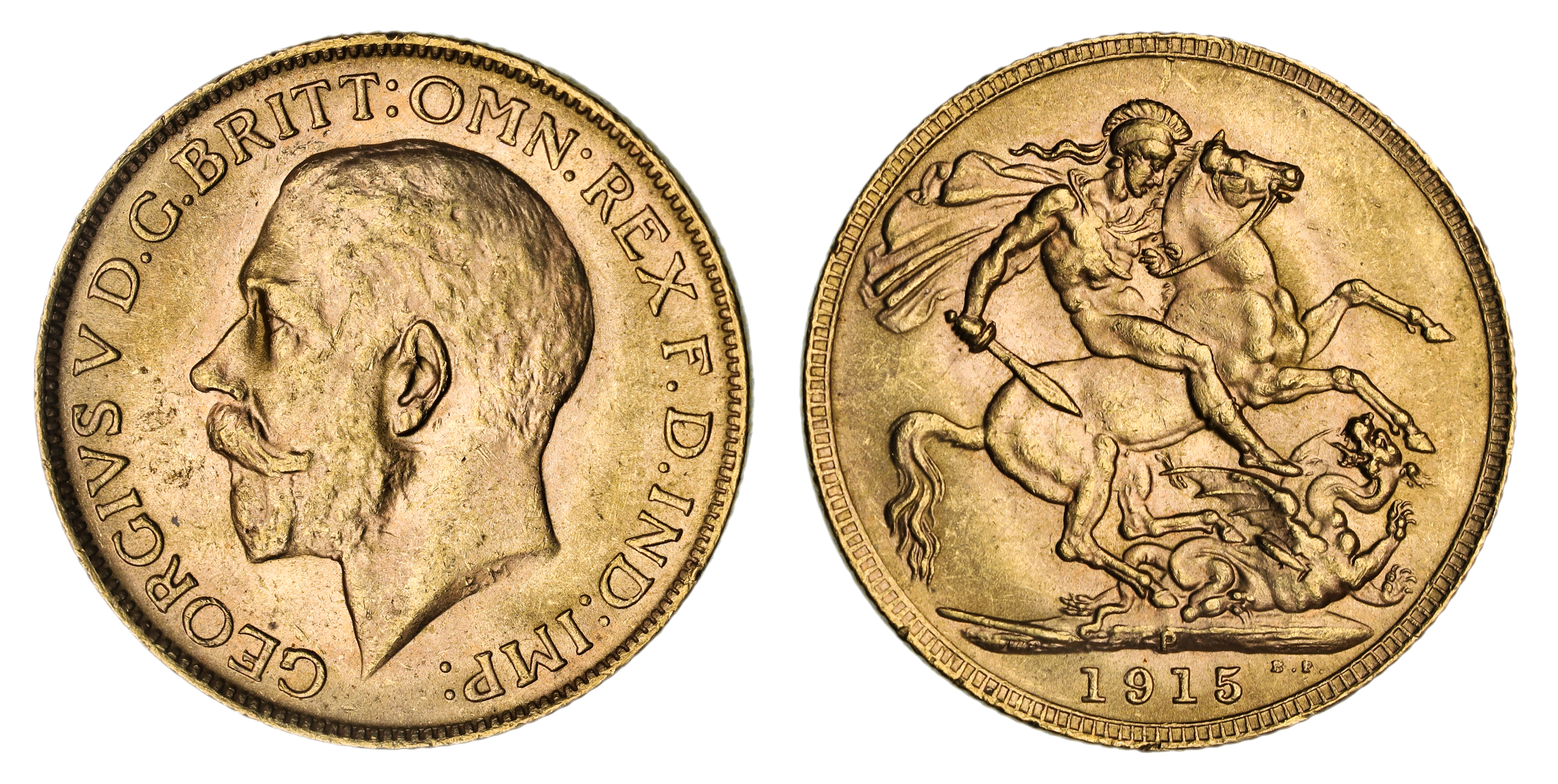 George V, St. George Reverse - Perth Mint, Sovereign, 1915, UNC
