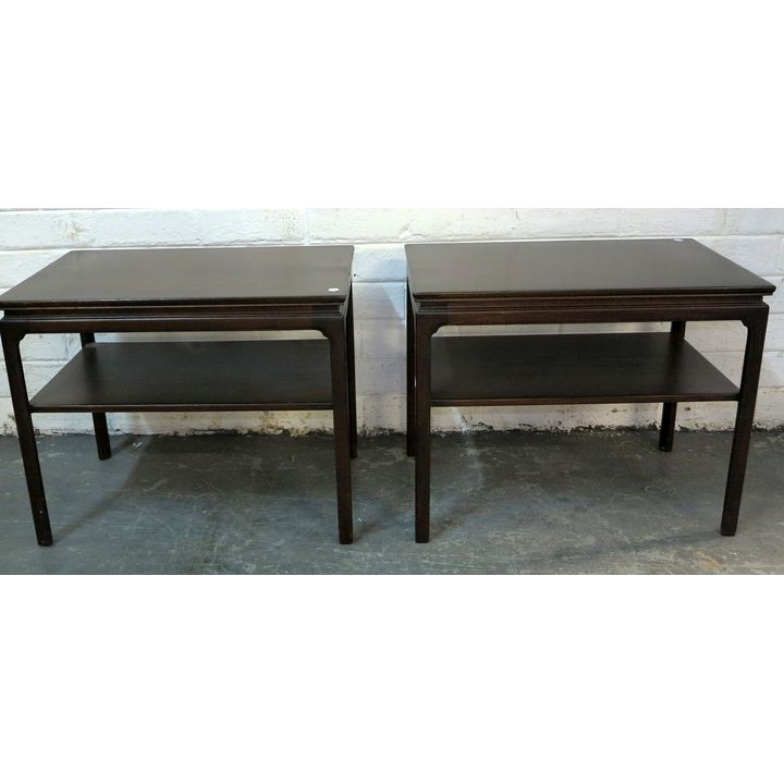 PAIR OF TWO-TIER TABLES,