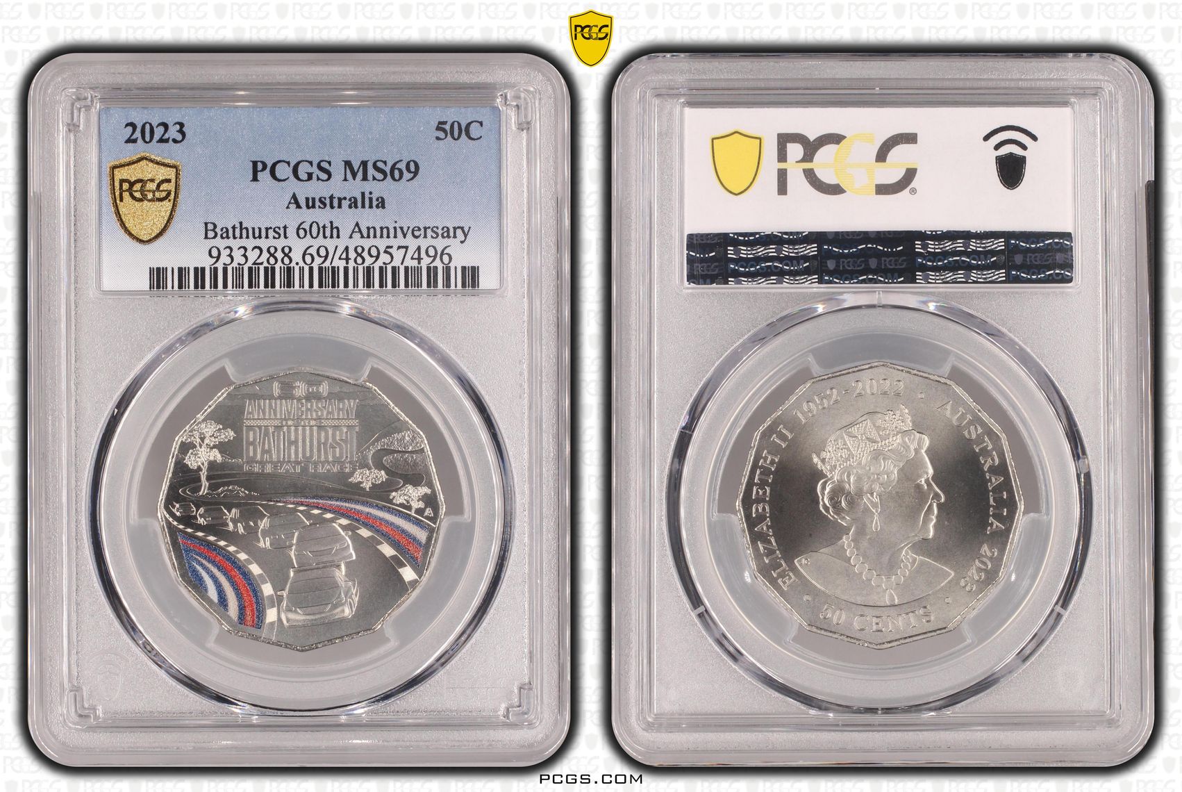 362 · Elizabeth II, Bathurst 60th Anniversary Colorized, Fifty Cent, 2023, PCGS MS69
