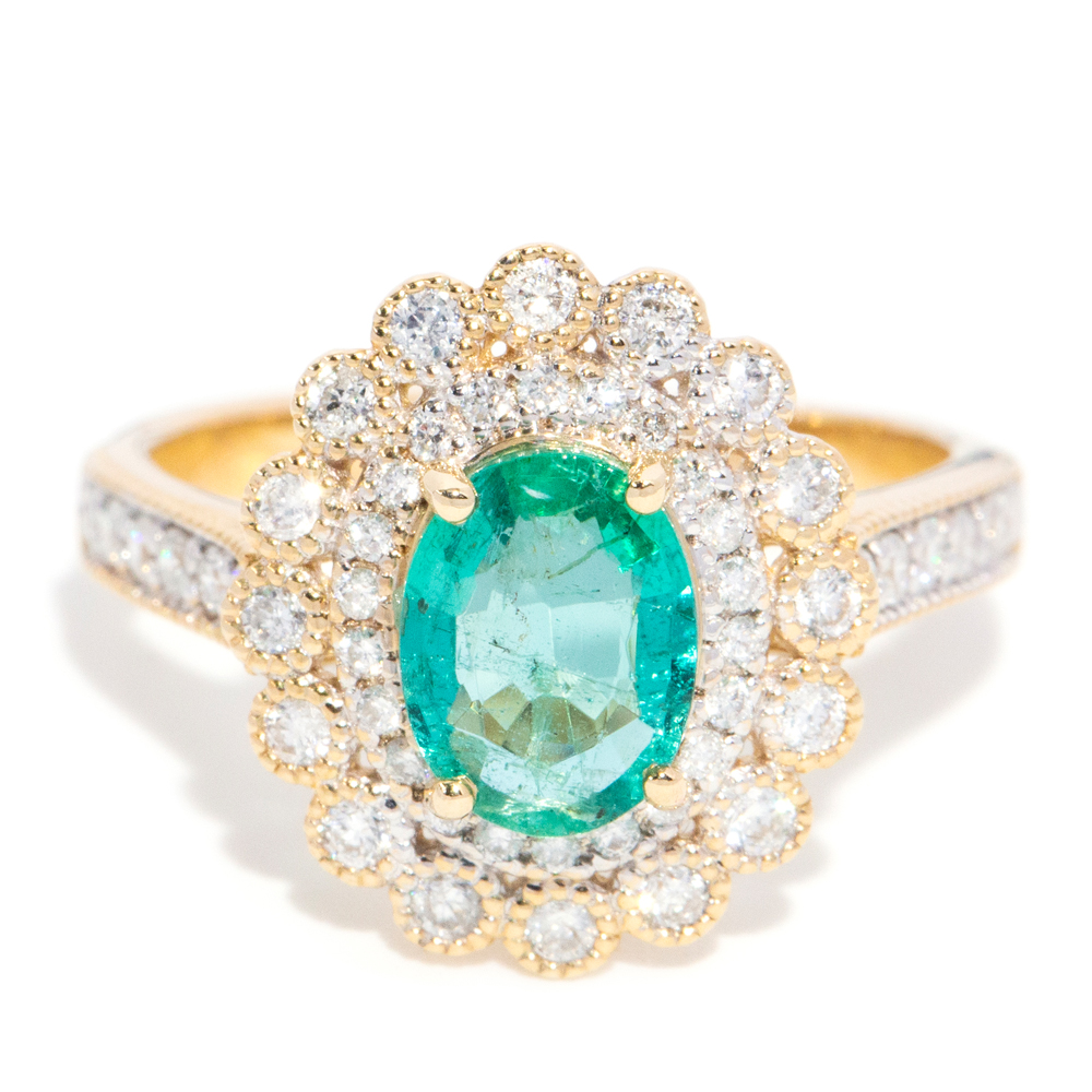 163 · 1.07 Carat Emerald & Diamond 14ct Gold Ring