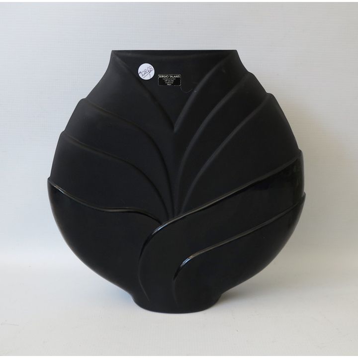 LARGE MURANO BLACK GLASS VASE, designer Sergio Talanti