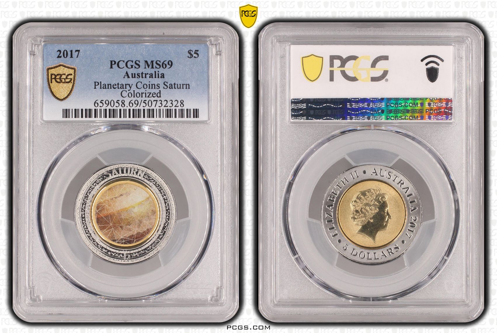 Planetary Coins Saturn , Five Dollar, 2017, PCGS MS69