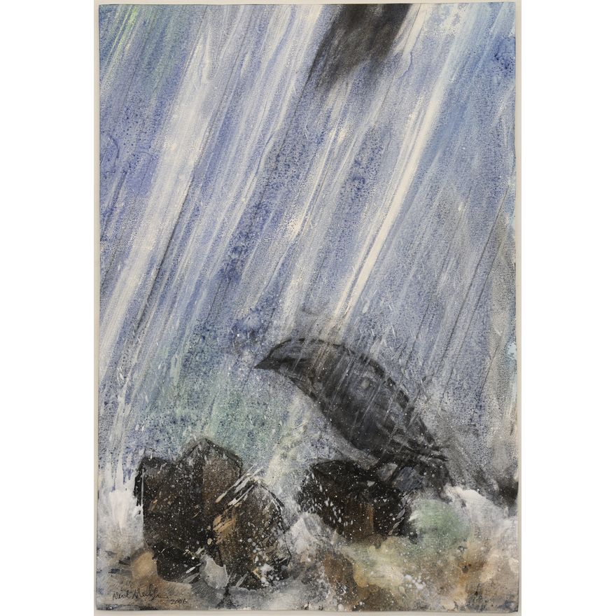 Neil Meitzler ''Bird in Waterfall'' 2006 Casein on Paper 19.5''x13.5''