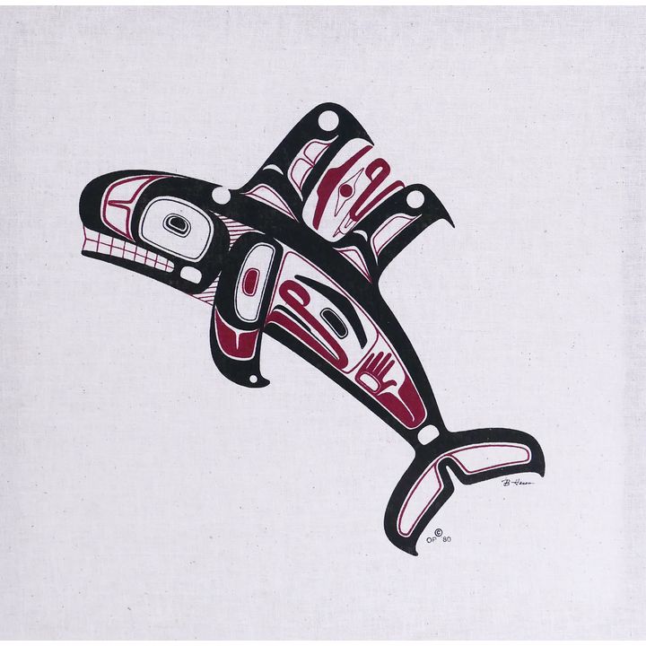 Barry Herem 'Orca' NW Coast Native Serigraph on Linen- 19.5x19.5"