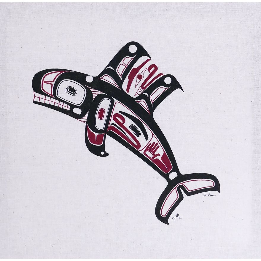 Barry Herem 'Orca' NW Coast Native Serigraph on Linen- 19.5x19.5"